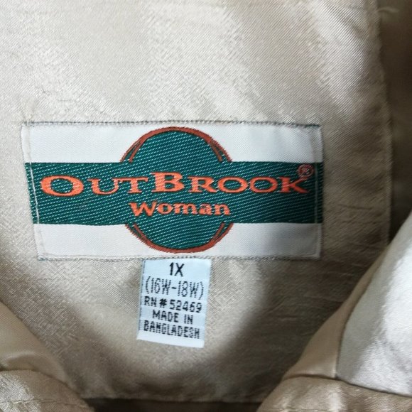 Outbrook Womens Jacket Windbreaker Gold Lightweight Snap Front Collared Plus 1X - Picture 7 of 13